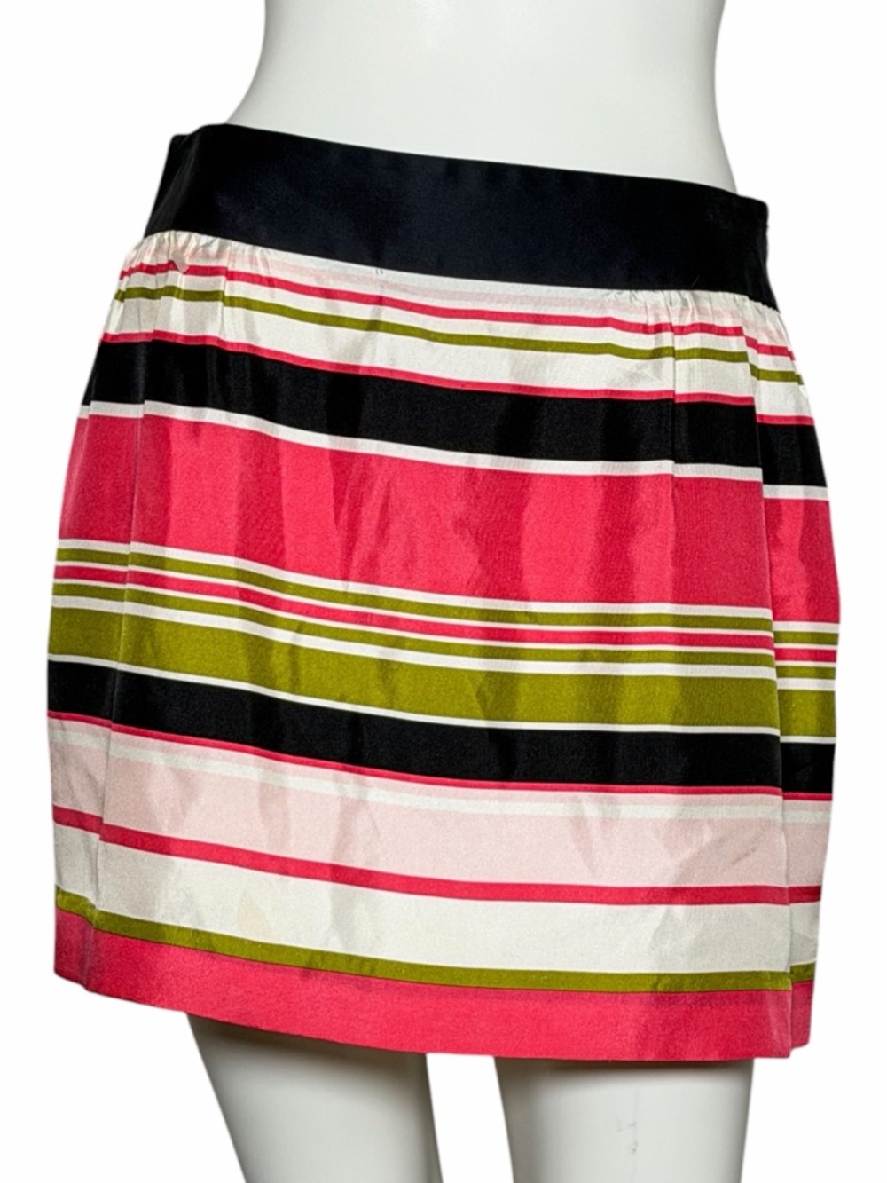 Milly Silk Blend Striped Mini Skirt Multicolor Preppy Size 2